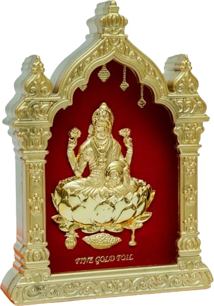 Image of EKA Temple Series Blessing Laxmi | Gold Foil Goddess Laxmi | Divine Showpiece for Home Temple, Pooja Room & Office Decor | Ideal Diwali, Housewarming & Spiritual Gift |8.5cm X 5.5CM X 11.5CM