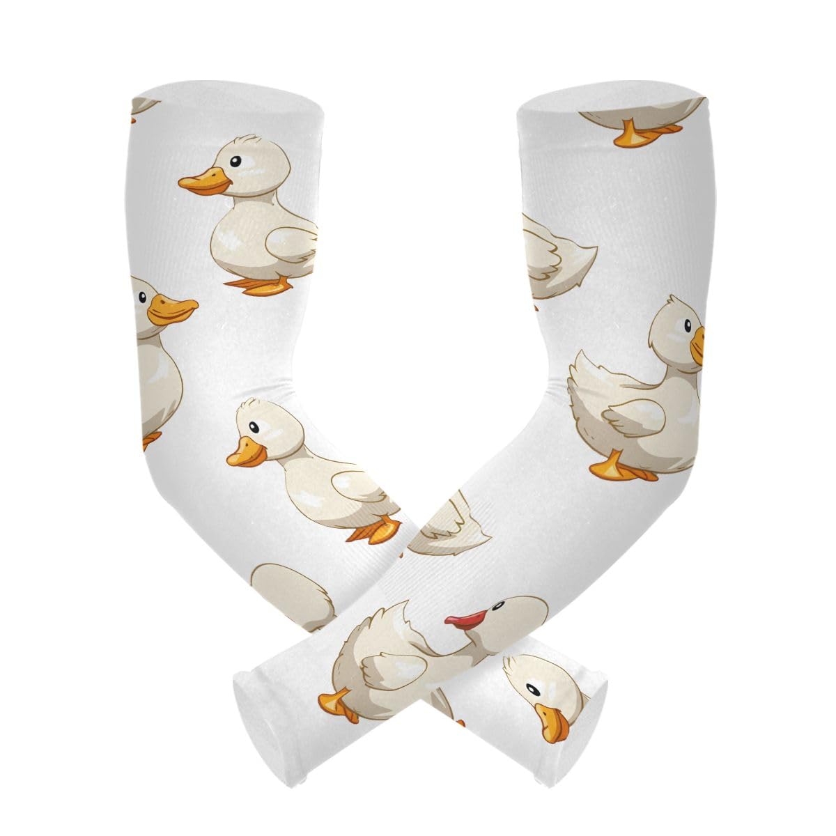 Cooling Arm Sleeves for Men Women UV Sun Protection Arm Covers Duck White Compression Sleeves Sports Football Golf Cycling