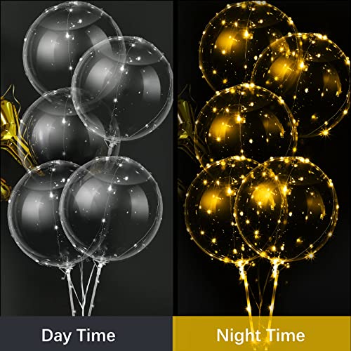 Vinsot 30 Pack LED Bobo Balloons Light Up Balloons Clear Helium Bubble Bobo Glow with String Lights for Parties Birthday Wedding Decoration(Warm Light 20 Inch, 30) by Vinsot - Image 3