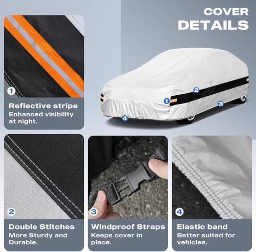 Image of 10 Layer Coupe Car Cover Waterproof All Weather for Automobiles,100% Waterproof Outdoor Car Covers Rain Snow UV Dust Protection. Custom Fit for Ford Mustang,Chevy Camaro,Porsche 911,etc