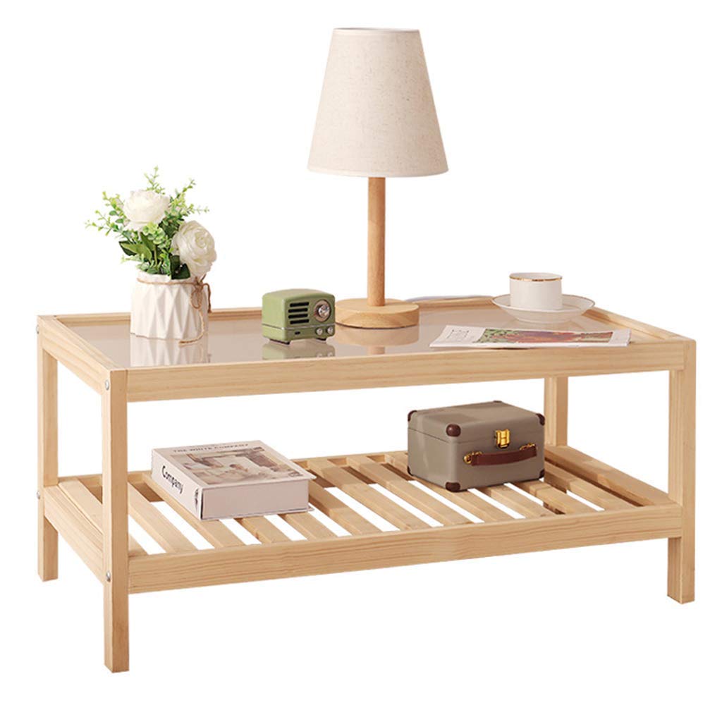 Table basse design en bois véritable et verre de sécurité