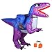 eecoo Spooktacular Creations Costume Gonfiabile Dinosauro in Sella a Un Raptor Air Blow-up Costume di Halloween Deluxe per Adulti Bambino con soffiatore d'Aria Festival Decorazione per Feste(Viola)