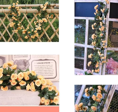 Image of VRB Dec 1 Pcs Artificial Flower Vine Garlands Hanging Artificial Flowers for Decoration Small Peony Roses Garland (6 ft Long) Flowers Silk Peony Roses for Diwali /Ganpati /Christmas (Shaded Pink), 10 cm