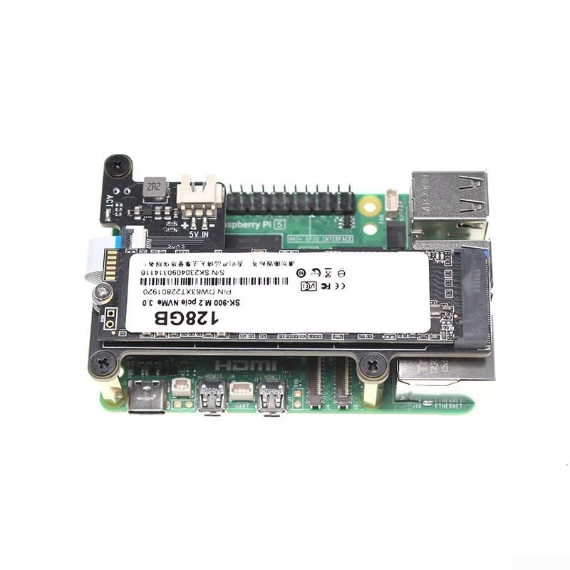 Scheda di espansione, per Raspberry Pi 5 X1001 per M.2 NVMe SSD schede di espansione 8 x 6 x 3 cm in lega (X1001 + ventola + 128 GB)