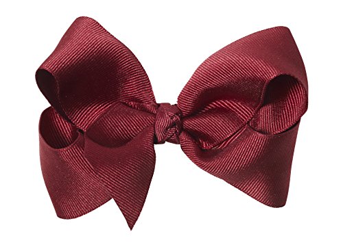 Anna Belen Girls "Lila" Large Grosgrain Bow Clip O/S Burgundy