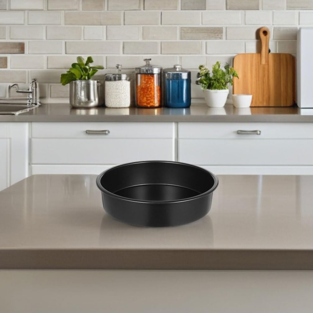 DECHOUS 8 Inch Round Cake Pan Non-Stick: Set of 3 Carbon Steel Cake Baking Pans Molds - Layer Birthday Cakes Mold Round Baking Tins - Dishwasher Safe