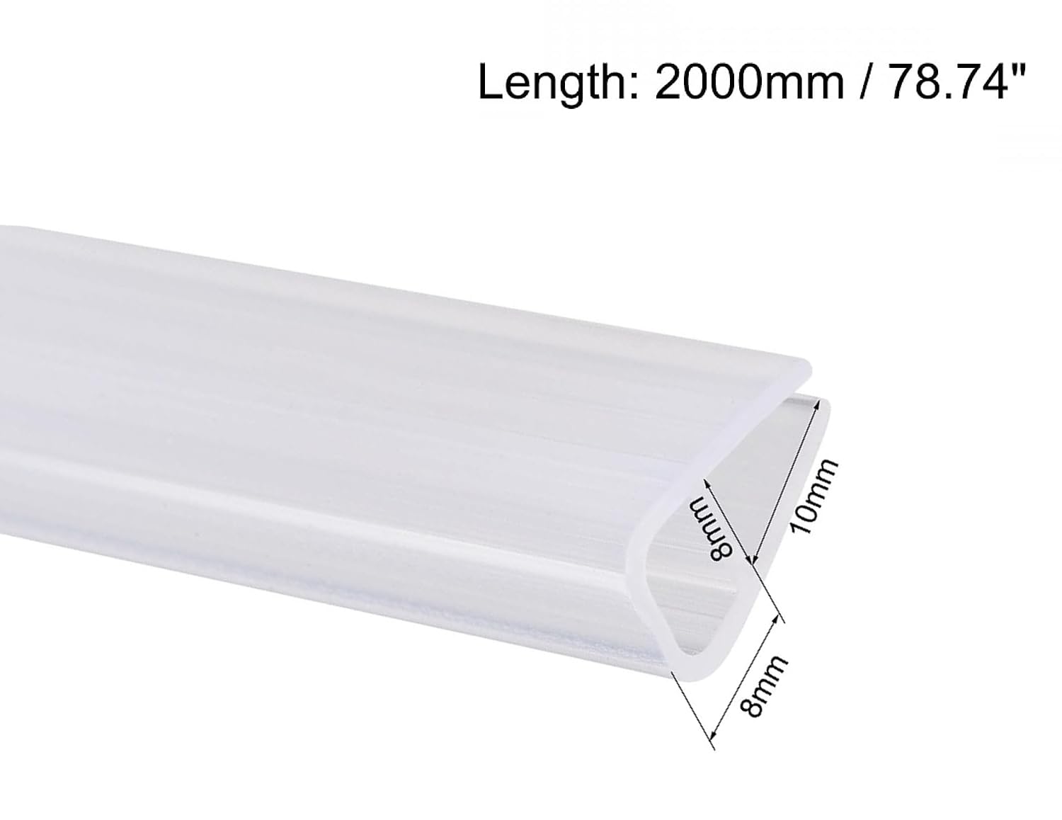 MACHSWON Frameless Glass Shower Door Sweep for 0.31inch(8mm) Glass, U Shape Door Bottom Side Seal Strip with 8mm Drip Rail - Image 2
