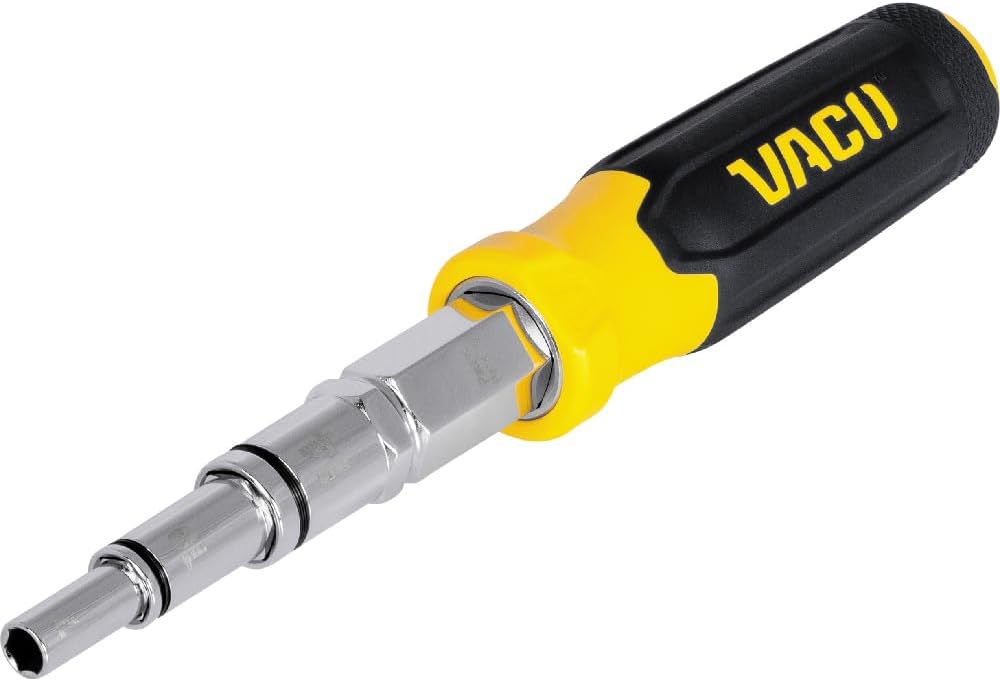 VACO VAC1090 9-in-1 Multi-Nut Driver, Pass Through Precision, Laser-Etched SAE Hex Sizes 3/16-Inch to 3/4-Inch, Threaded Rod, Comfort Handle