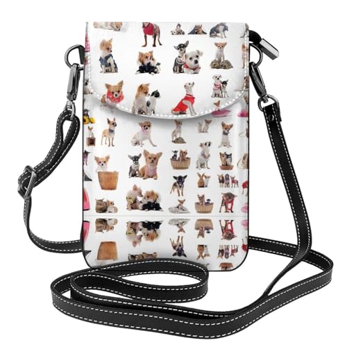 Pochette monnaie voyage avec sac à bandoulière chihuahua carlin en tissu doux