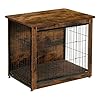 DWANTON Dog Crate Furniture with Cushion, Wooden Kennel Table with Double Doors, Indoor Dog House, Small/Medium/Large/Extra Large Size, 27.2″ L, Rustic Brown