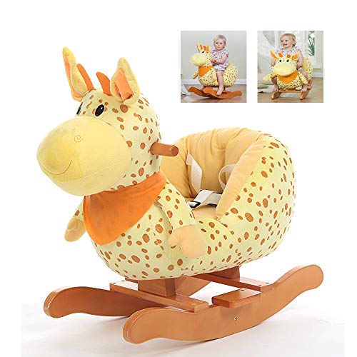 Baby-Schaukelpferd aus Holz, Schaukeltier für Kinder, gelb, Schaukelstuhl für große Kleinkinder, Spielzeug für 3 Jahre
