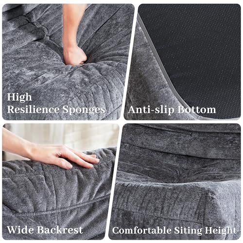 Image of Giant Bean Bag Chairs Lazy Sofa for Adults,Corner,Grey | Memory Foam Bean Bag Chairs,Fireside Corner Chair,Lazy Floor Corner Sofa for Living Room, Bedroom, Dorm, Office