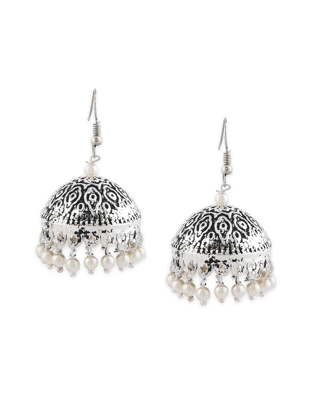 Zaveri Pearls Antique Silver Tone Dangling Pearl Drops Jhumki Earring For Women-ZPFK11434 (B09MKM4W58) Amazon Price History, Amazon Price Tracker