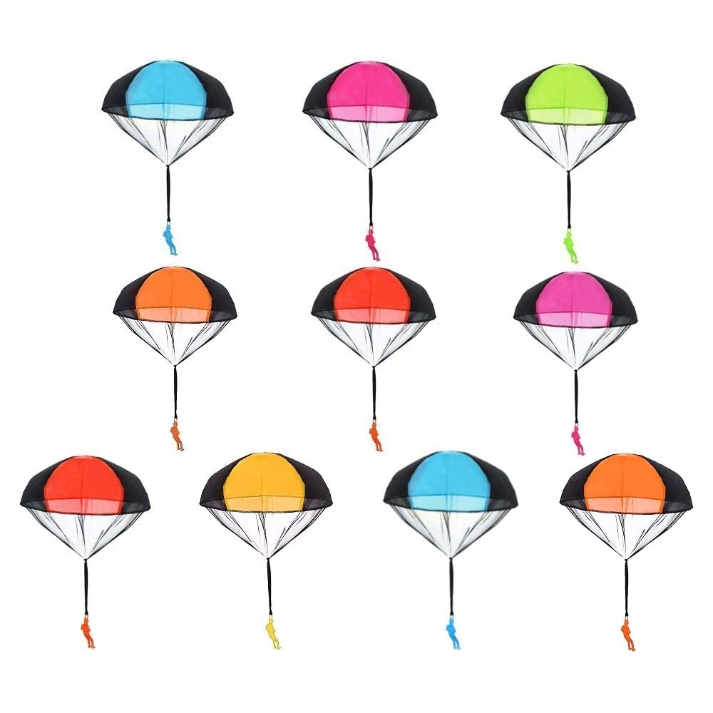 HTLNUZD 10 Pieces Parachute Toy, No Battery nor Assmbly Reauired, Hand Throw Soldiers Outdoor Games Children's Flying Toys