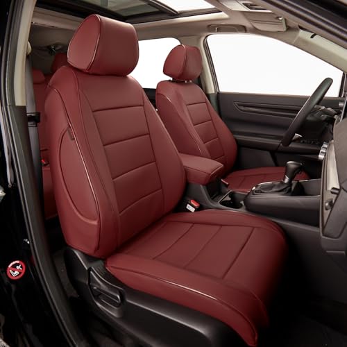 EKR CRV Seat Covers Custom Fit for Honda CRV 2023 2024 2025 2026 Leather Car Seat Cover Full Set for Trucks SUV Waterproof Car Seat Cushion Faux Leather (Burgundy)