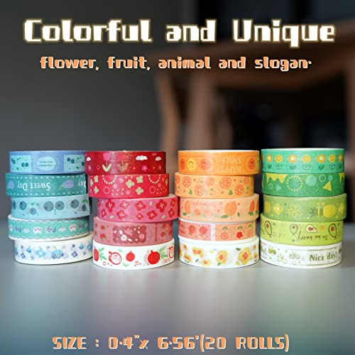 TOHOCH Conjunto de Fita Washi Vintage, 20 Rolos com Fita Washi de 4 Cores para Feriados, Kawaii, par