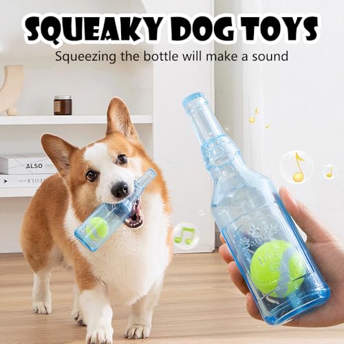 Speedy Panther Interactive Bottle Dog Toys, Squeaky Teething Chew Toys for Small Medium Dogs, Puppy Toys for Boredom, Pet Birthday Present with Tennis Ball - Image 3