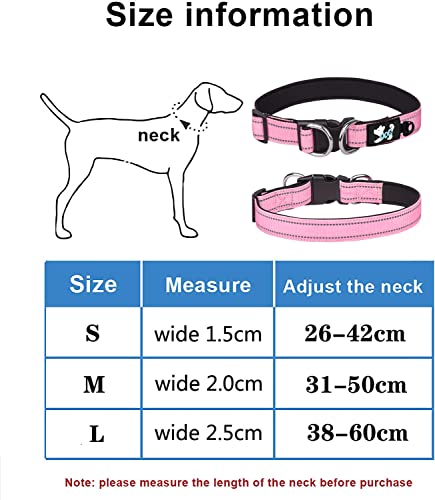 Haoyueer Padded Dog Collar Reflective Dog Collars for Small Medium Large Dogs Comfortable Soft Neoprene Adjustable Basic Dog Collars (L - Image 2