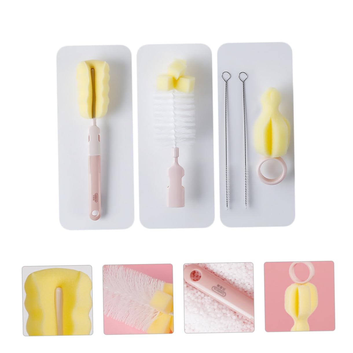 Mobestech 3sets Spazzole Per Pulizia Biberon Con Manico Spazzola Per Pulizia Completa Per Bottiglie Ppsu e Facile Rimozione Delle Macchie Residue Design Semplice e Funzionale Per Ogni