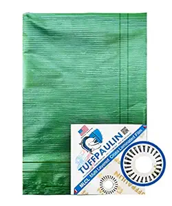 TUFFPAULIN 12FT X 15FT 150 GSM Green Tarpaulin Tirpal Tadpatri Tharpai Thadika, Extra Strong, Reinforced Eyelets, UV Resistant, 100% Waterproof Virgin, 6 Layer MLCL 3D Rib Technology-1 No.