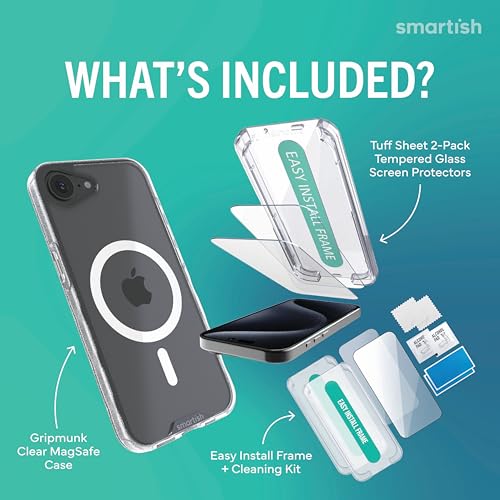 Image of Smartish iPhone 17e /16e MagSafe Clear Case - Gripmunk Magnetic Slim Case [Lightweight + Protective] Anti-Yellowing Thin Grip Clear Cover for Apple iPhone 17e /16e - Clearly Clear