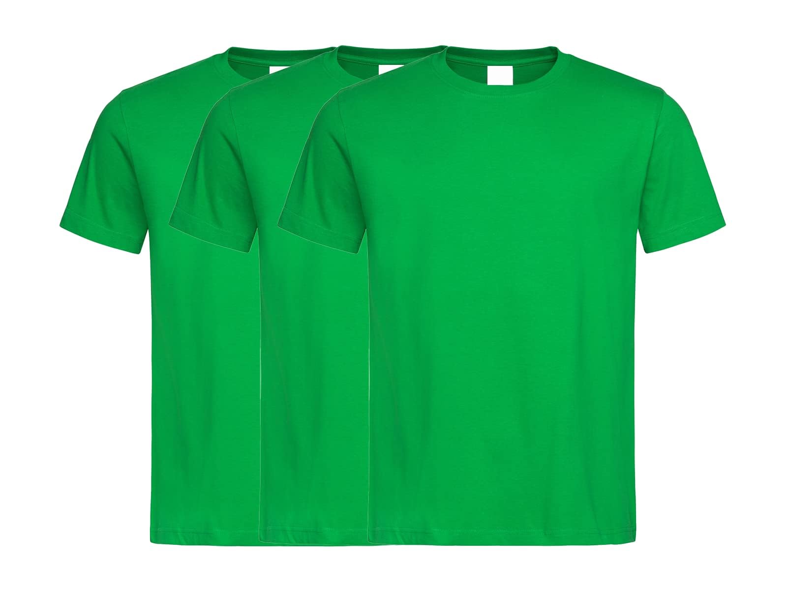 COOZO Unisex Pack of 3 Classic Short Sleeve T-Shirts - Kelly Green - XL