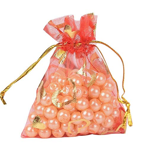 Image of Beingelegant - Pack of 25 Women's Organza Net Small and Big Size Potli Bags for Pooja, Return Gifts for Wedding, Sangeet, Shagun- Multi Coloured (Multi, 15X12)