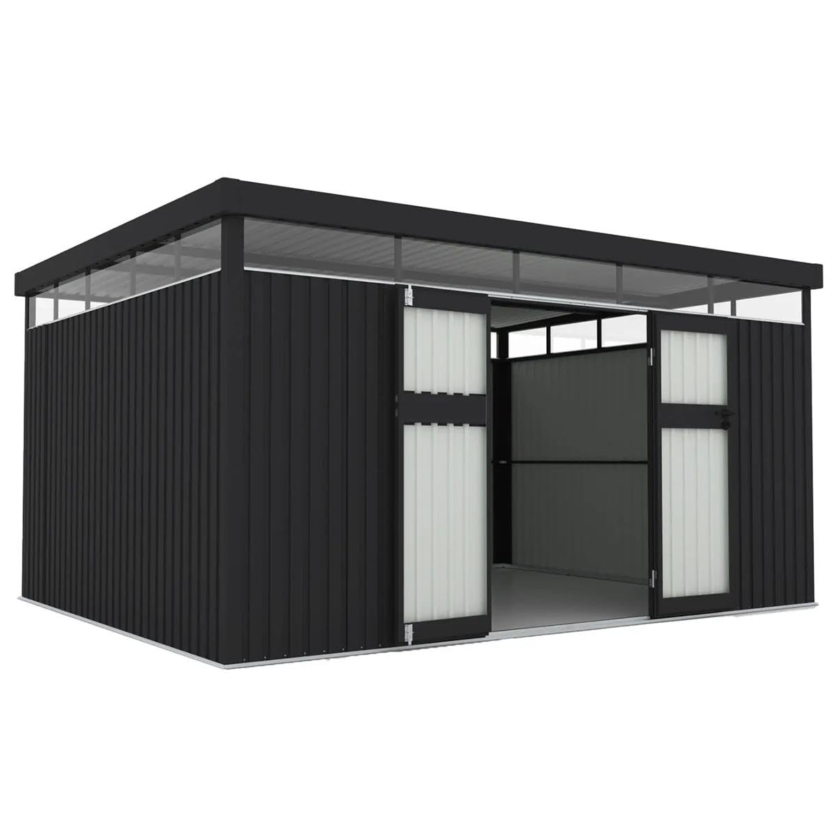 XXL Metall Gartenhaus Lyon 396x294x220 cm, 12 m² Geräteschuppen Fahrradgarage Gerätehaus anthrazit für Fahrräder Geräte Werkzeug