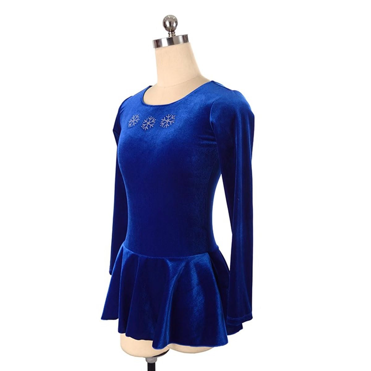 Eiskunstlauf Kleid Mädchen Kürkleid Frauen Samt Langarm Gymnastik Trikot Mädchen Ballettkleid mit Strass Lyrisch Tanzkleid Wettbewerb Tanzkostüm Rollschuhkleid