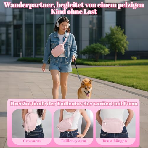 YELKOEYN wasserdichte Leckerlitasche Für Hunde - Bauchtasche Mit Verstellbarem Schultergurt, Mit Unabhängiger Abnehmbarer Haustier-Snack-Tasche, Outdoor-Bauchtasche Hundetraining Hunde Spazieren