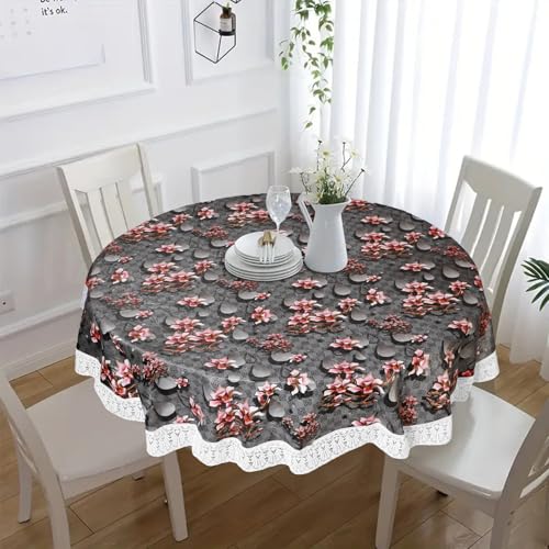 Image of Dakshya Industries PVC Waterproof Round Table Cover for 4 Seater Dining Table | 60 Inch Round Printed Table Cover | Spill Proof, Oil Resistant, Heat Resistant, Wipe Clean