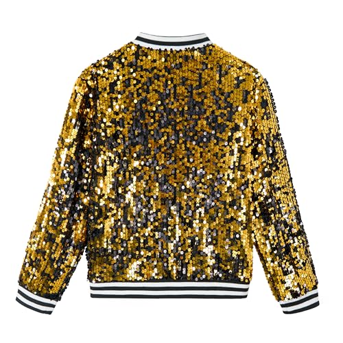 Image of LOLANTA Girls Sequin Jacket, Long Sleeve Kids Bomber Coats with Pockets, Spring Fall Outfits for 4-15 Years