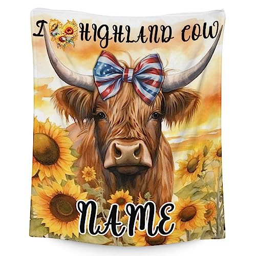 Mercuryelf Custom Highland Cow Throw Blanket - Soft, Fuzzy & Warm - 30x40 Inches Small Blankets for Lap, Crib - Colorful Rustic Throws Gift for Highland Cow Lovers