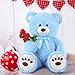 MorisMos Giant Blue Teddy Bear Plush, 36in Large Stuffed Animal for Baby Shower, Life Size Bear for Kids, Girls, Girlfriend on Birthday, Valentine's