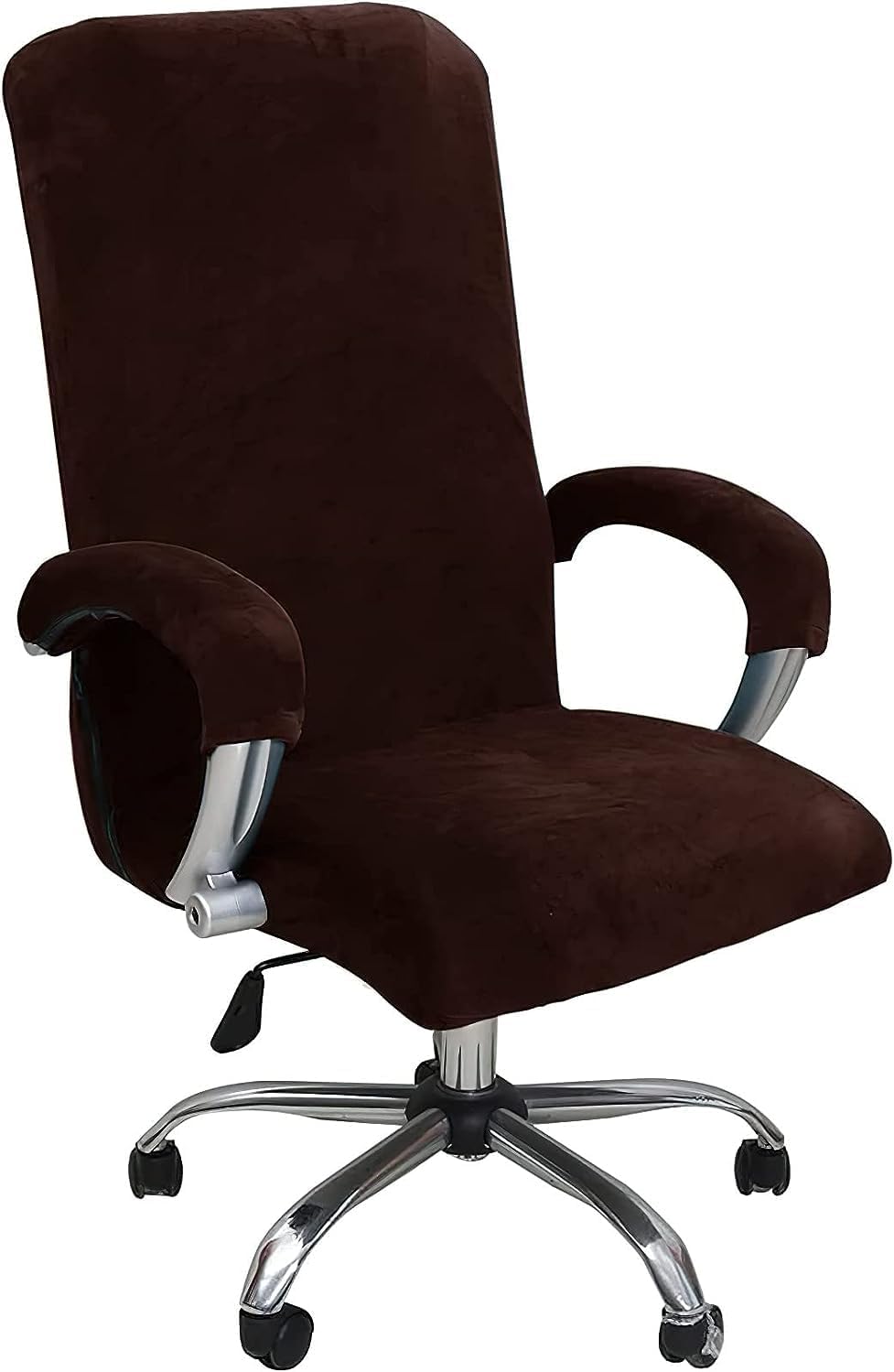 Chair covers with arms Chair Covers Computer Office Chair Cover,Stretch Velvet Plush Armchair Slipcovers with Armrest,Removable Stretchable Universal Desk Chair Covers Rotating Chair,NOT Chair-Khaki||