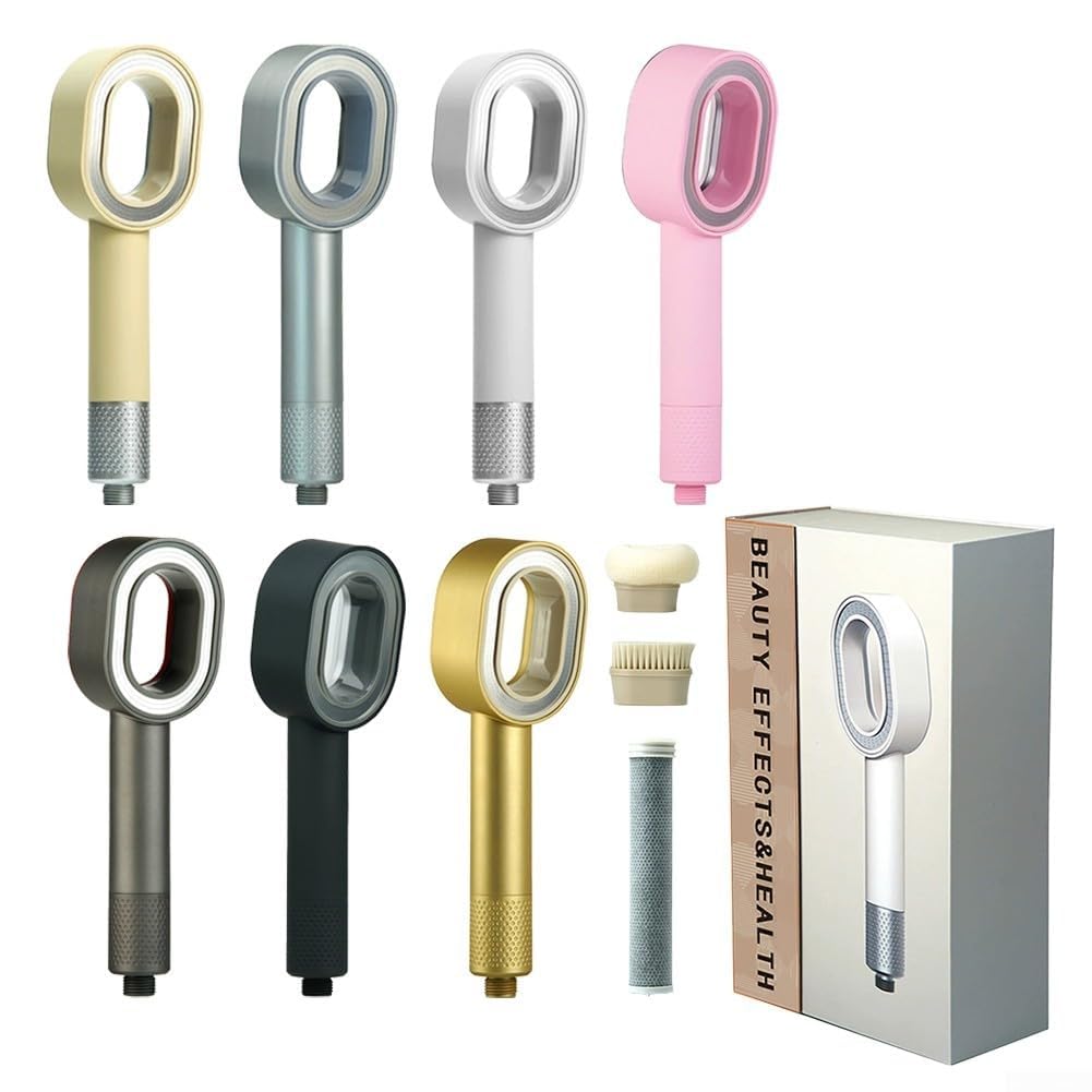 igh Pressure - Soffione doccia con filtro, spruzzatore manuale in spugna da 7,6 cm, per anticalcare e acqua dura, attacco rubinetto del bagno in ABS con testine a spazzola, strumento (nero)