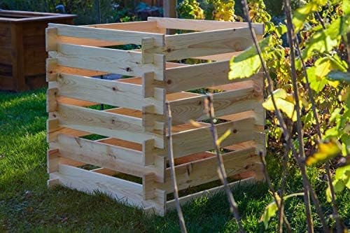 Bild 3 - dobar® Green Label 58600FSCe Komposter Stecki | Holz-Komposter mit Stecksystem | Quadratischer Kompostbehälter aus Massivholz | Gartenkomposter 320 L | Bausatz | 78 x 78 x 78 cm | Natur