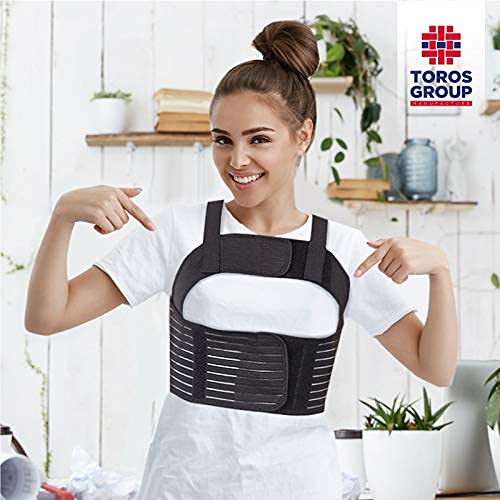 TOROS-GROUP - Korsett Damen - Brustgurt für Frauen - Unterstützende Bandage für Postoperative Phase, Gebrochene Rippen und Brustbein, Bequeme Passform für Weibliche Figur – M, Schwarz