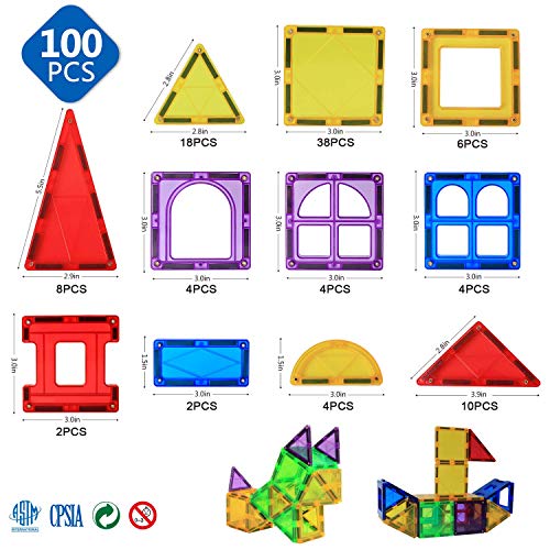 Magblock Magnet Toys Kids Magnetic Building Tiles 100 Pcs 3D Magnetic Blocks Preschool Building Sets Educational Toys For Toddlers Boys And Girls. #TOP1