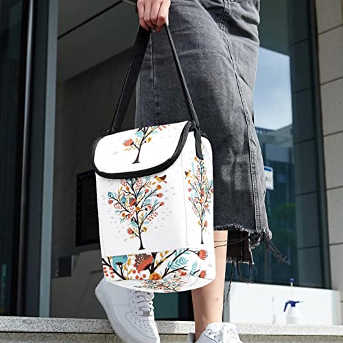 Lonchera ligera para mujer con estampado botánico de aves y árboles 6
