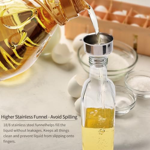 BAKHUK 4 Pack 17oz Olive Oil Dispenser Bottles, 500ml Clear Glass Vinegar Cruet with Pourers and Funnel for Kitchen