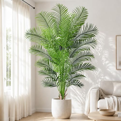 Keeplush Artificial Palm Tree 7ft Tall Fake Palm Tree Indoor Decor with 18 Leaves and Real Bark...