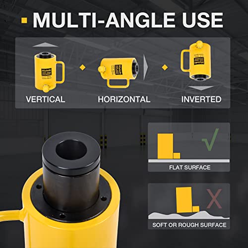 Image of 30T Hydraulic Cylinder Jack 2 inch Stroke Hollow Single Acting Hydraulic Ram Cylinder Hydraulic Lifting Jack Portable for Machinery, Bridge, RCH-3050