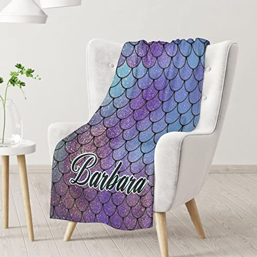 Mercuryelf Custom Mermaid Throw Blanket - Soft, Fuzzy & Warm - 40x50 Inches Flannel Blankets for Travel, Office - Dark Novelty Throws Gift for Kids