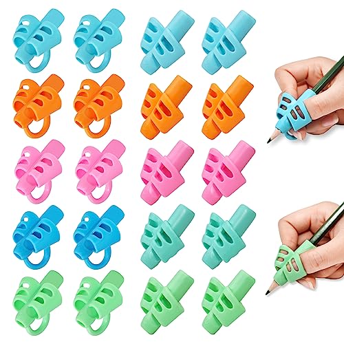 20 Pcs Pencil Grips for Kids Handwriting Pencil Holders Grippers for Kids, Writing Posture Correction Tools for Toddlers, Special Needs Silicone Pencil Supplies for Kindergarten Preschoolers（Mixcolor）