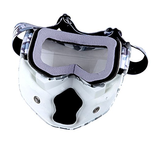 1Storm Motorcycle Goggles Mask, Detachable For Motocross Helmet Goggles Use, Tactical Airsoft Goggles Mask: Gray Camo With Clear Lens #TOP2