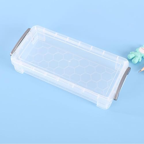 Miniatura 7 de WUWEOT Paquete de 8 cajas de lápices de plástico, caja de lápices de gran capacidad con tapa hermética, organizador de almacenamiento de