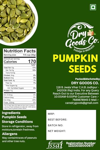 Image of Dry Goods Co Premium Pumpkin Seeds 200g | Raw & Natural Pepitas | High Protein Healthy Snack | Rich in Magnesium & Fiber | Superfood Seeds | No Additives | Lab Tested