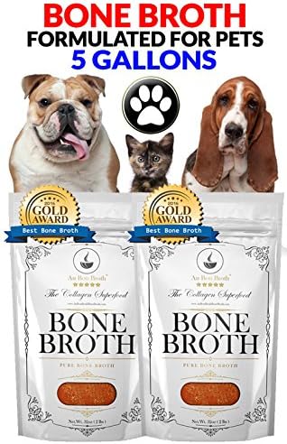 Premium Bone Broth For Pets - Organic Grassfed - Bone Broth For Dogs & Cats (Beef/Chicken /Turkey /No Veggies/ No Salt) 60-day Supply 5 Gallon (20) 32oz. bags- Non-GMO/Gluten-Free/Dairy-Free/Soy Free