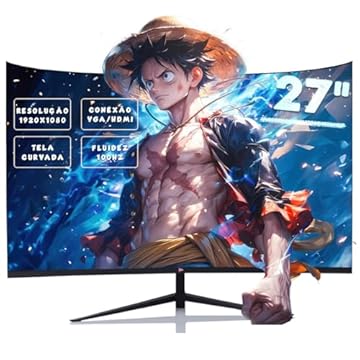 Monitor Gamer LED Curvo, 27 Polegadas, Full HD, 100Hz, 1ms, Preto